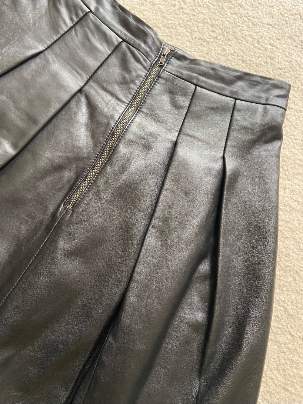 Black Genuine Leather Pleated Skirt size 2